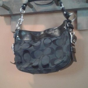 Coach zoe signature black hobo handbag